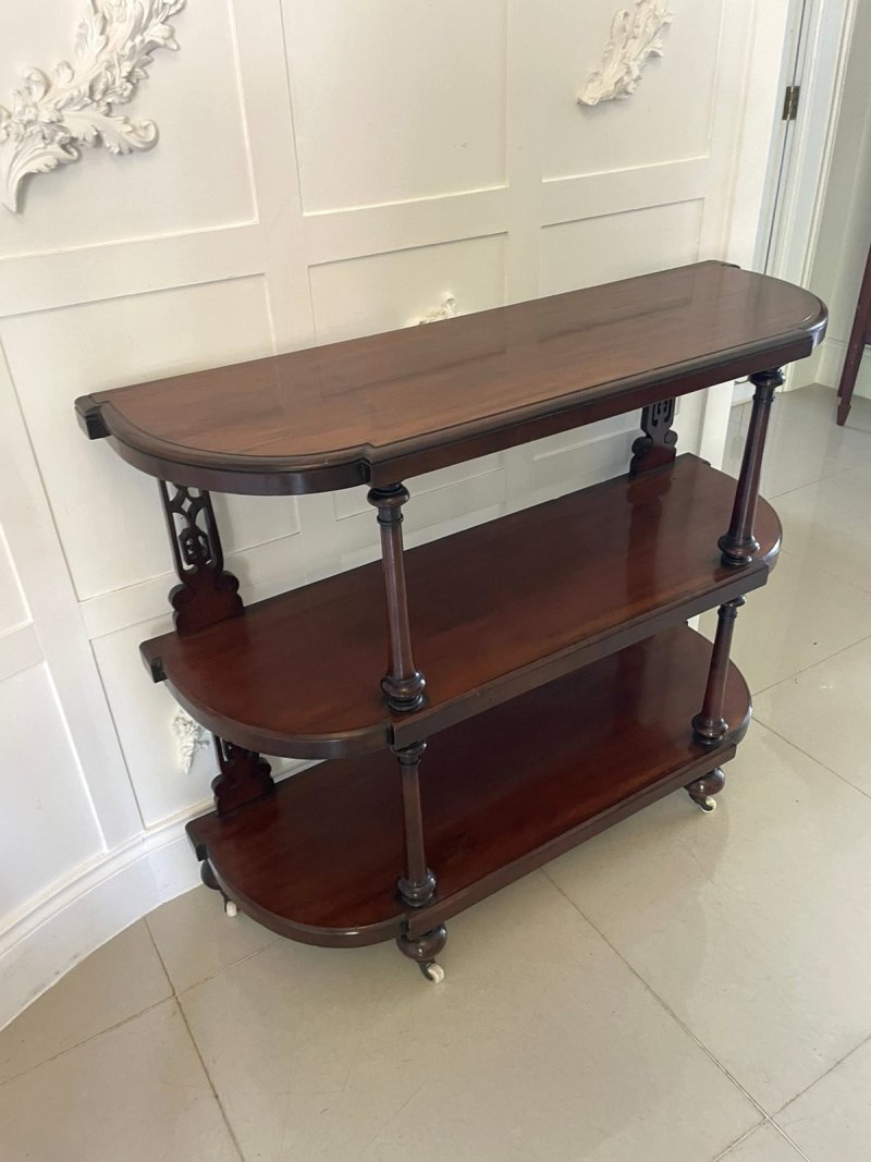 Small Antique Victorian Quality Mahogany Hall Dumb Waiter/Shelves - Image 2